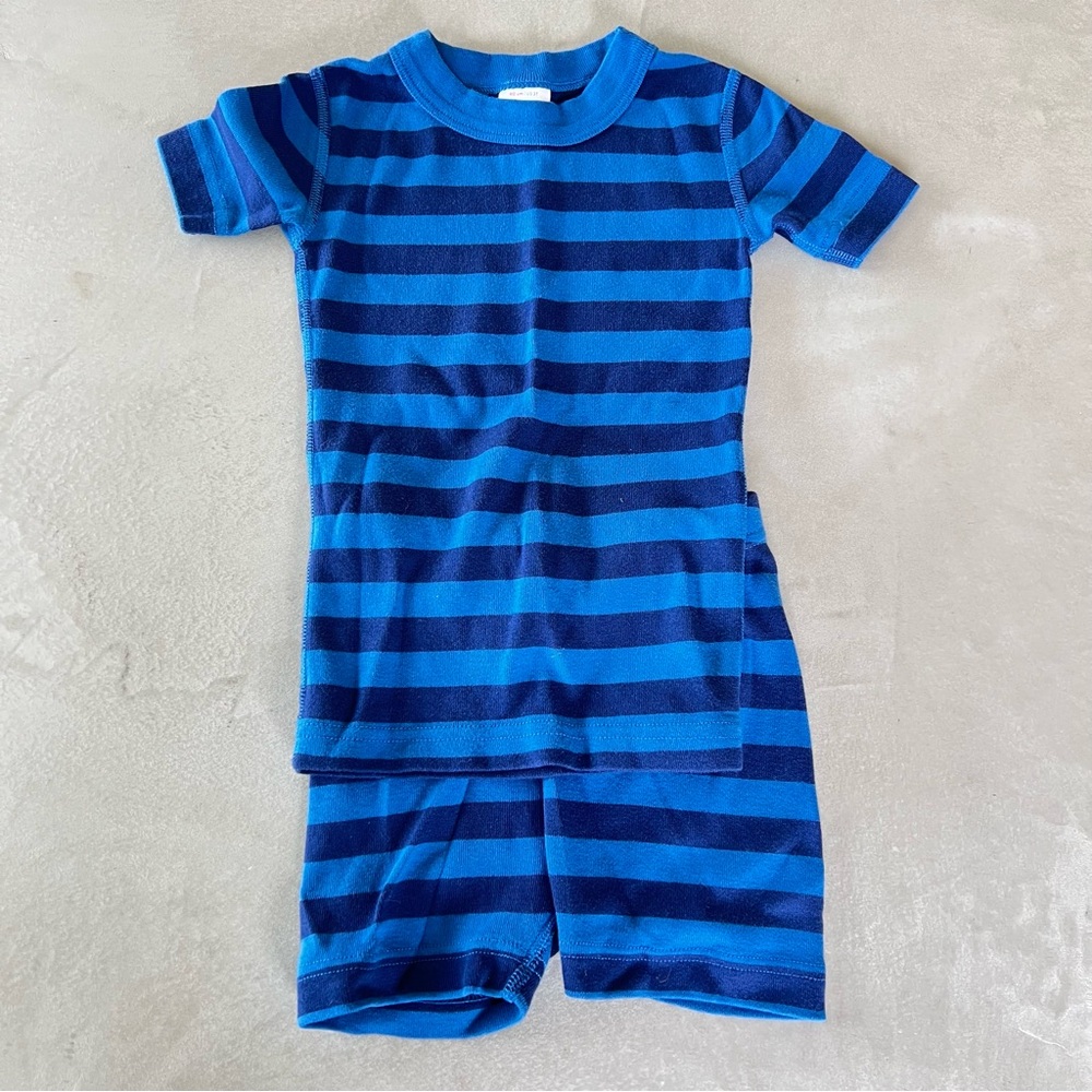 Hanna Andersson Blue and Navy Striped Kids Pajama Set